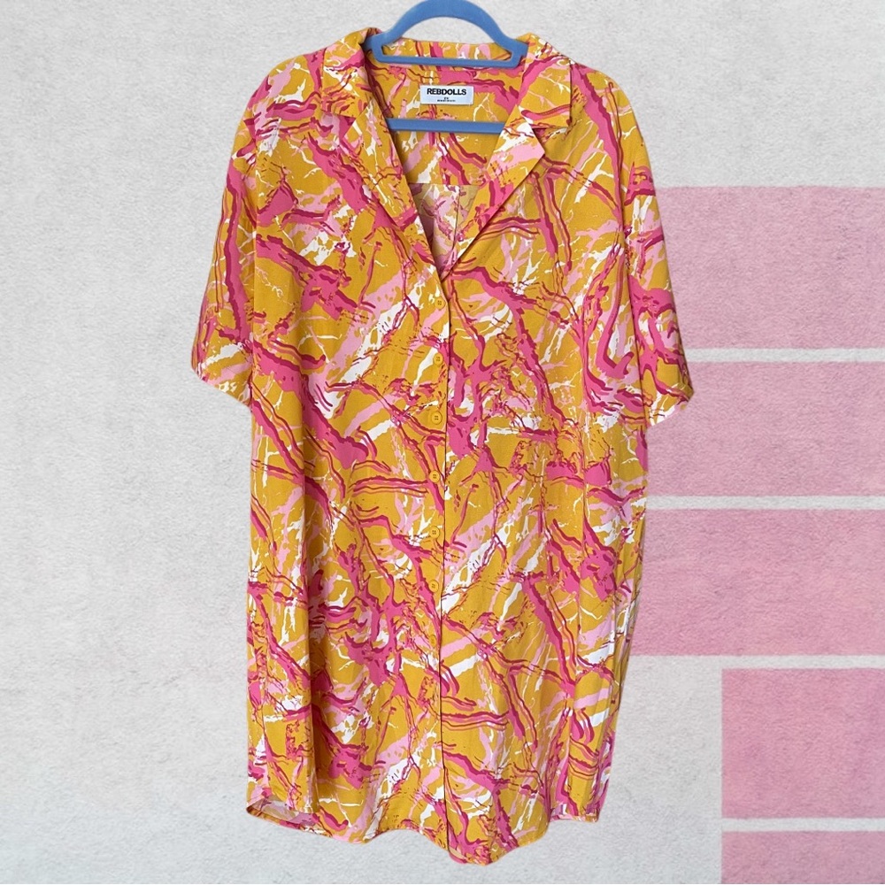 Rebdolls plus size 2X Retro 80’s Barbie Costume Halloween dress pink yellow